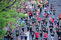 Hundreds of people running in a marathon